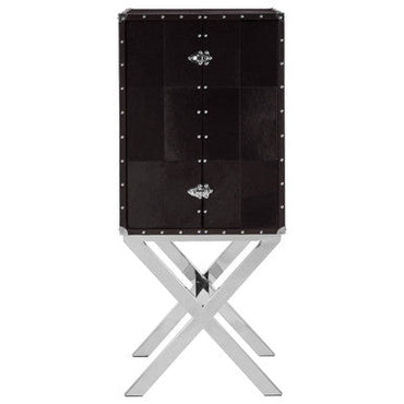 Hair on Leather Cross Base Drinks Cabinet | Kensington Townhouse