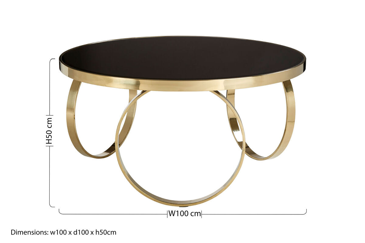 Large Black Glass Round Coffee Table | Ragusa