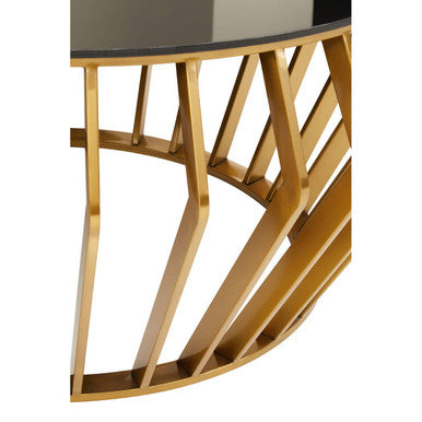Ackley Gold Metal Coffee Table with Black Glass Top