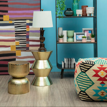 Cefena Multicolour Fabric Pouffe