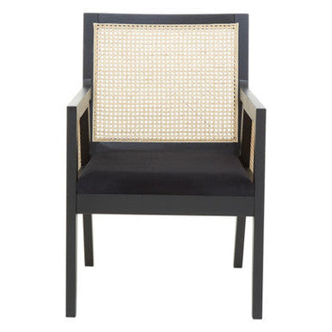 Corso Natural Rattan Cane Back Chair with Black Velvet Seat