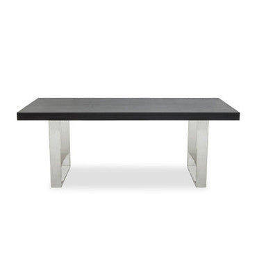 Rectangular Wooden Dining Table with Silver Finish Frame | Ulmus
