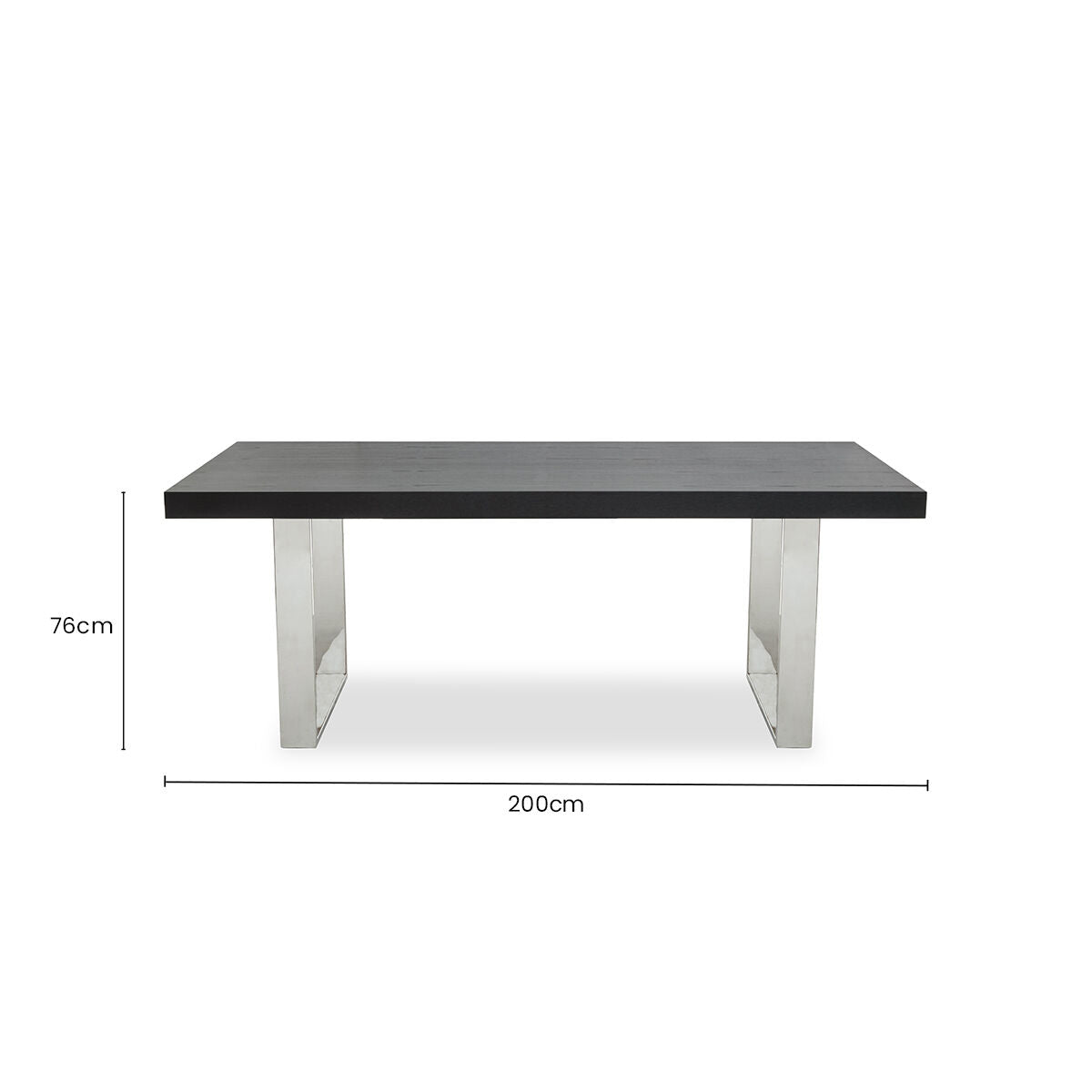 Rectangular Wooden Dining Table with Silver Finish Frame | Ulmus