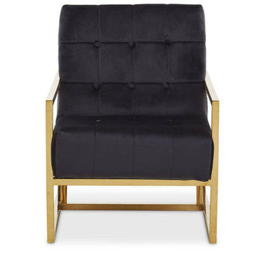Hana Black Velvet Chair with Gold Stainless Steel Frame