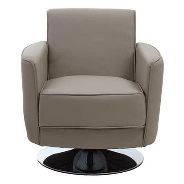 Wester Mink Faux Leather Swivel Chair with Chrome Base