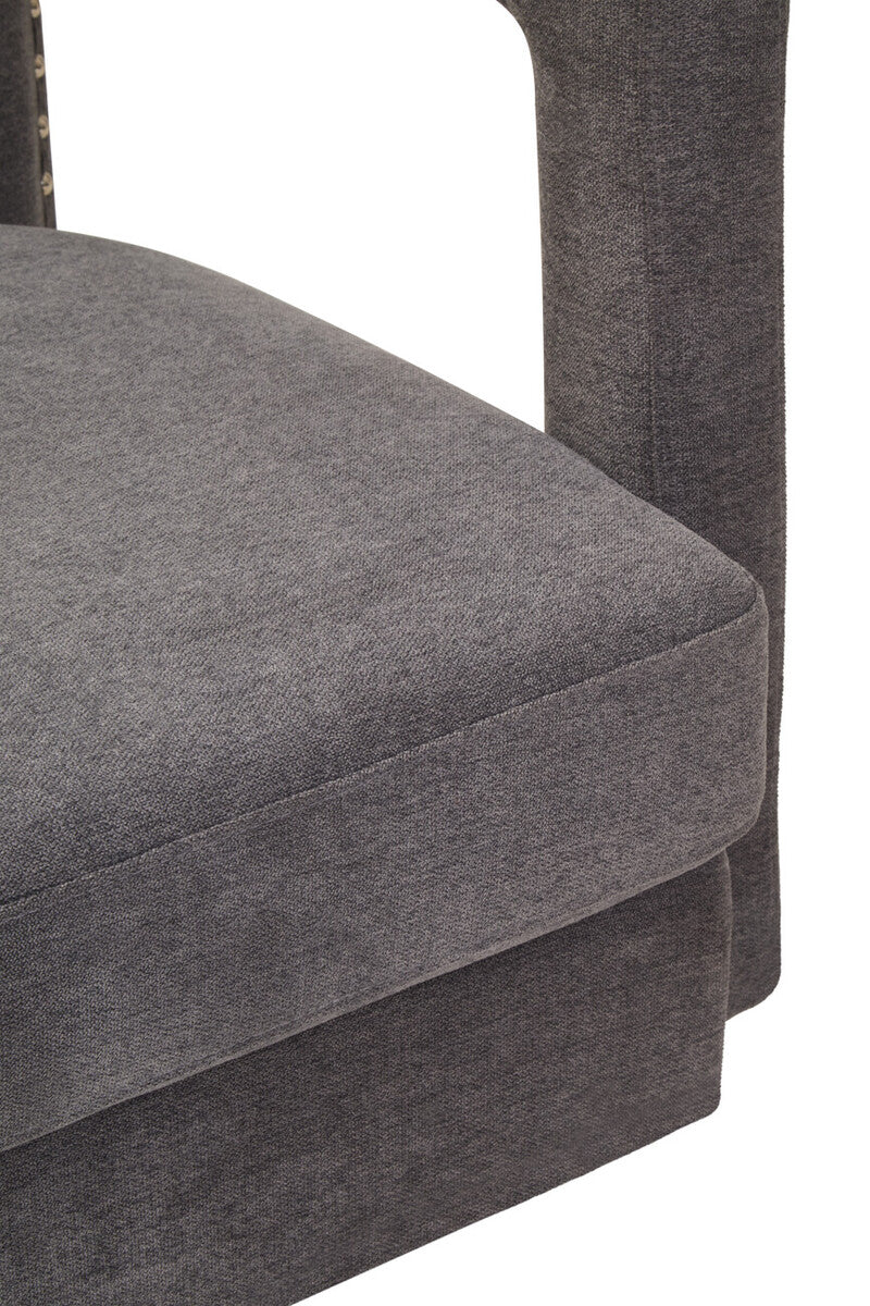 Hestia Ash Velvet Swivel Chair with Matte Black Base
