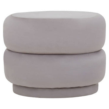 Hartford Mink Grey Velvet Pouffe With Footrest