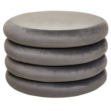 Hartford Grey Velvet Round Pouffe With Footrest