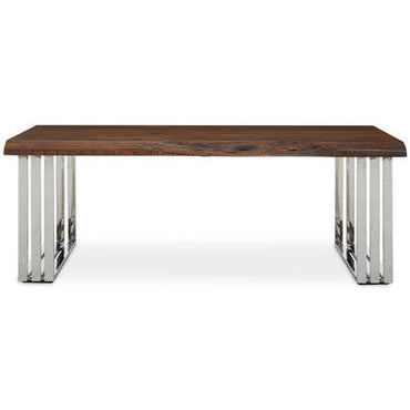Natural Wood Top Coffee Table with Silver Stainless Steel Looped Base | Hampstead