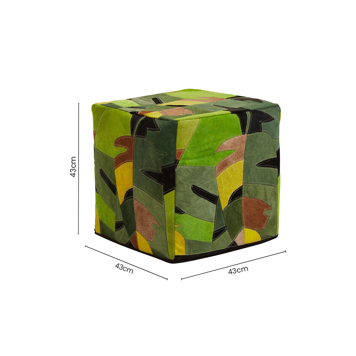 Safira Botanical Leather Pouffe