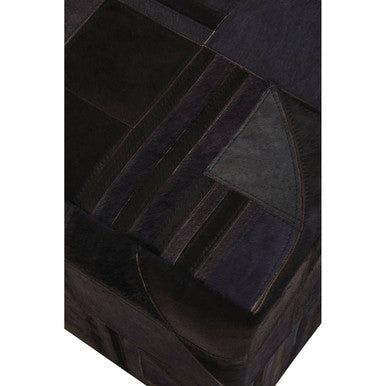 Bosie Black and Grey Deco Hair on Leather Pouffe | Safira