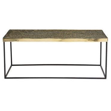 Akola Gold Metal and Glass Coffee Table with Black Legs