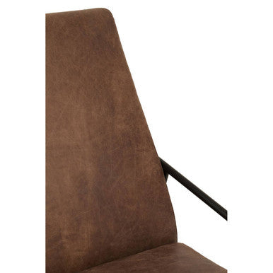 Hoxton Brown Leather Lounge Chair with Reclined Profile