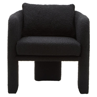 Ozzero Black Boucle Curved Armchair with Matching Cushion
