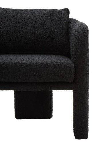 Ozzero Black Boucle Curved Armchair with Matching Cushion
