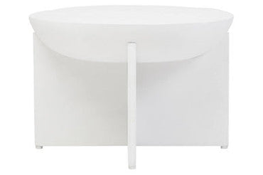 Whitewash Mango Wood Round Coffee Table with Cut-Out Pedestal Base | Walsa