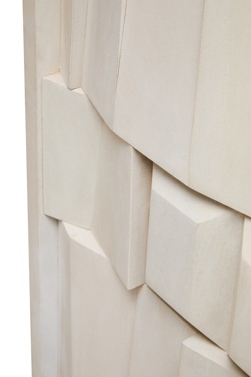 Two Door Whitewash Mango Wood Abstract Cabinet | Sita