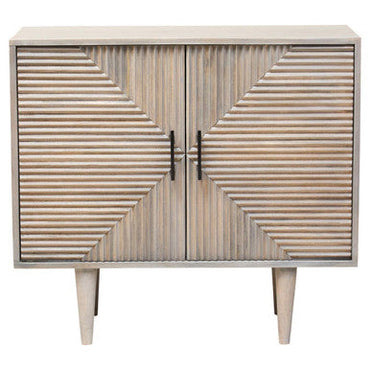 Two Door Greywash Carved Mango Wood Sideboard | Satna