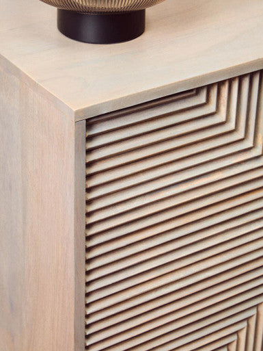 Two Door Greywash Carved Mango Wood Sideboard | Satna