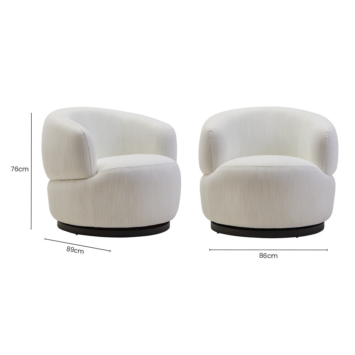 Textured Cream Curved Swivel Chair | Bordo