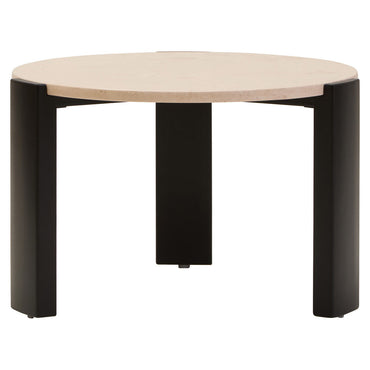 Cream Round Marble Top Large Coffee Table with Small Acacia Legs | Palermo