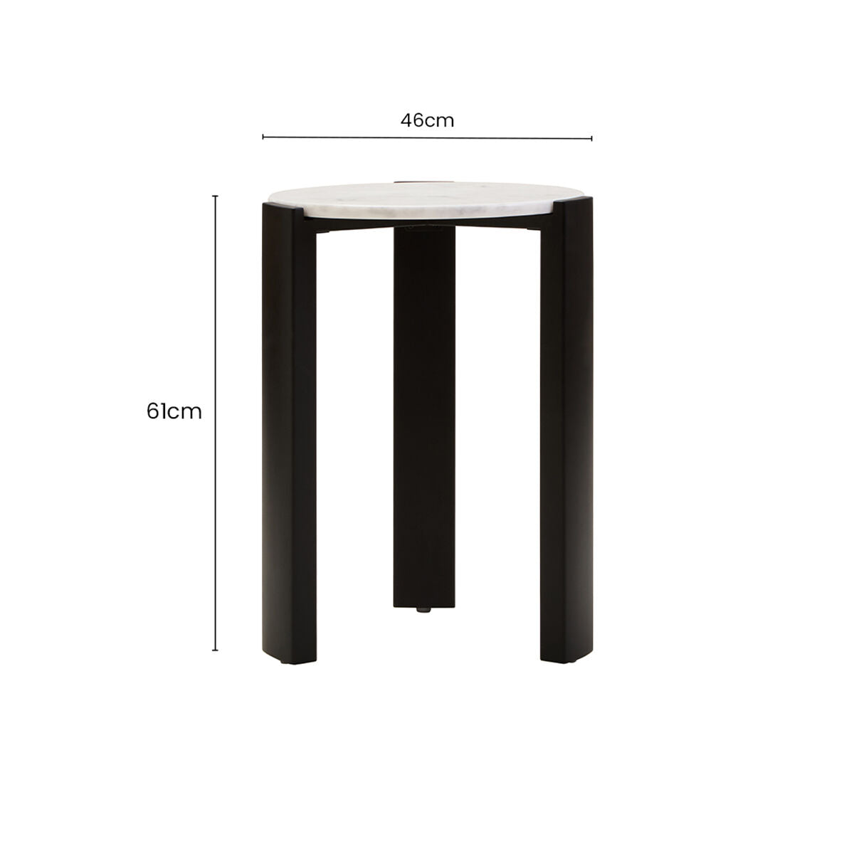 White Marble Top Round Side Table with Black Acacia Wood Legs | Palermo