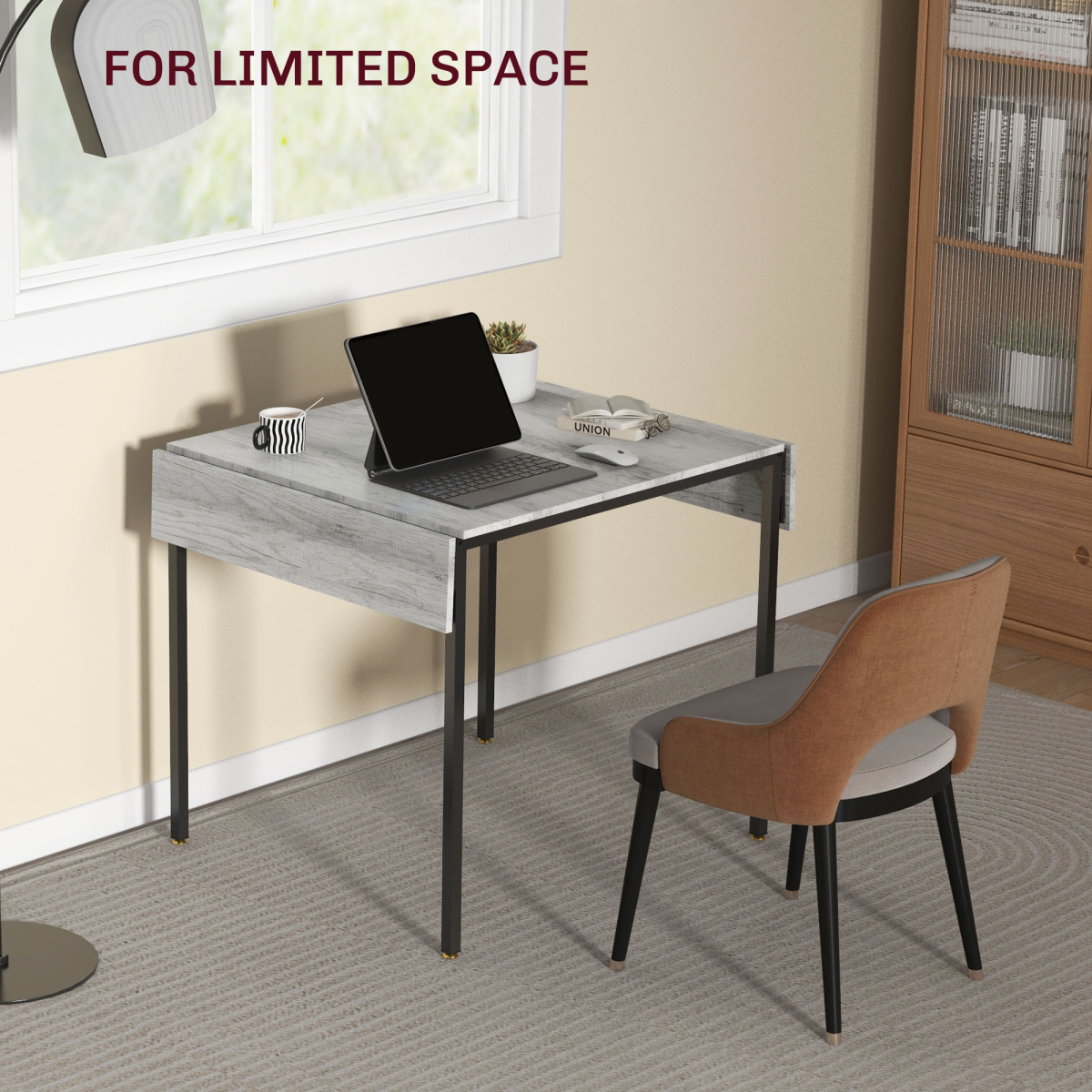 Aurora Folding Dining Table, Drop Leaf Table for 2-4 People, Grey