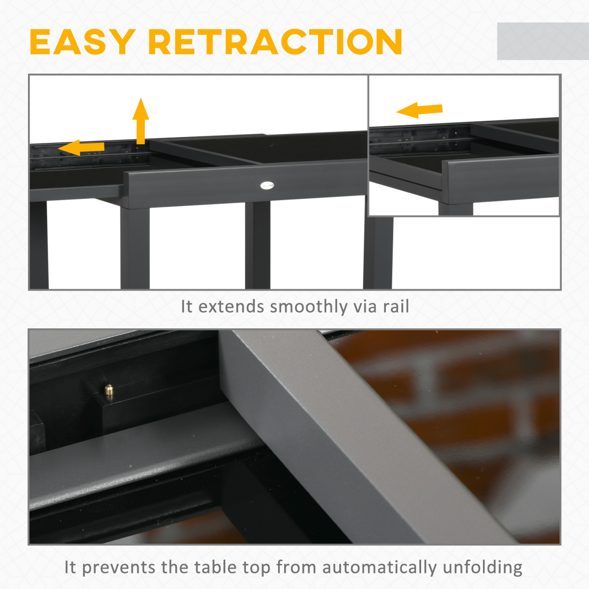 Extendable Outdoor Dining Table Patio Table with Aluminium Frame Black