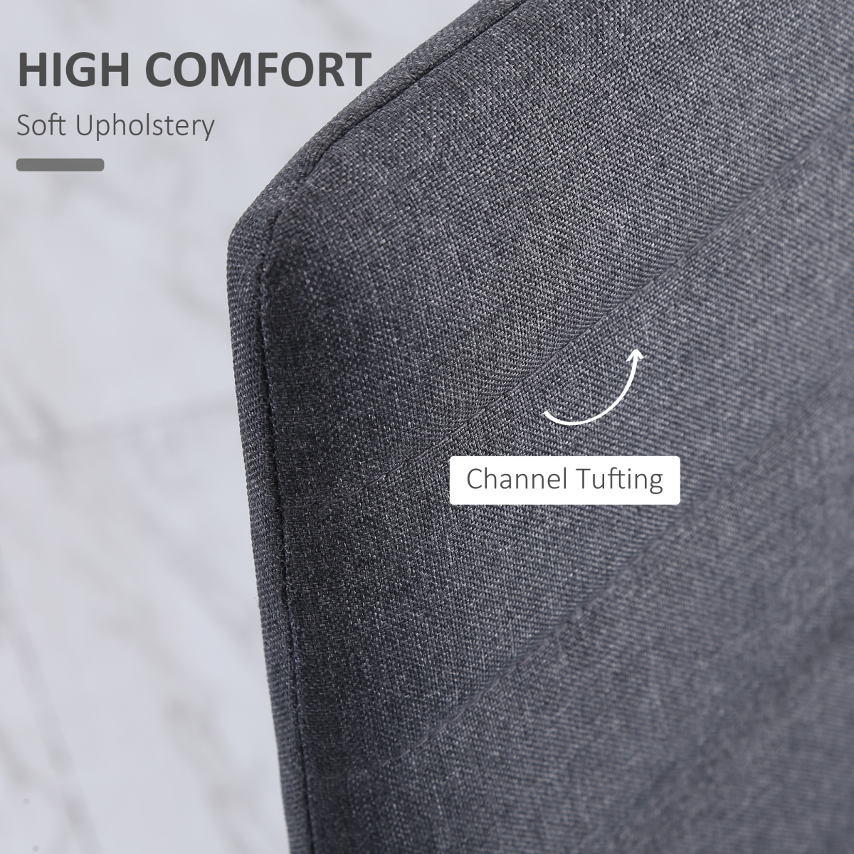 High Back Dining Chairs Upholstered Linen-Touch Fabric Accent Chairs Set of 4