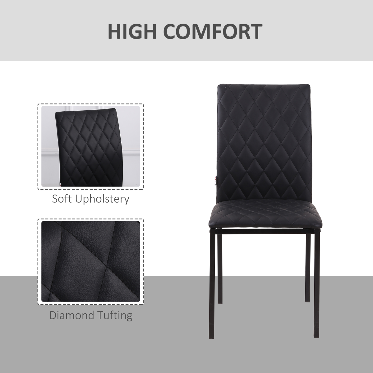 Modern Dining Chairs Faux Leather Accent Chairs for Kitchen, Set of 4, Black