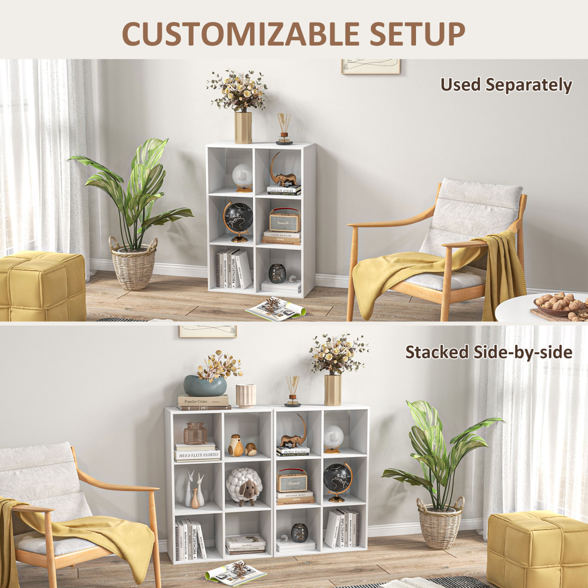 Storage Cabinet Bookcase 6 Cube Organiser Shelves White