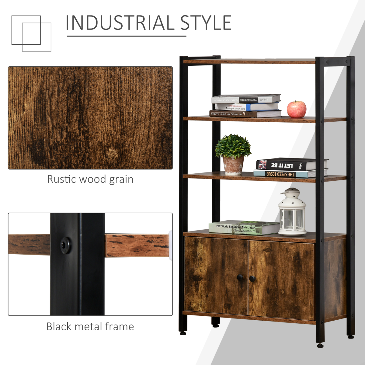 Multifunctional Bookshelf Storage Cabinet Bookcase Shelves & Cupboard