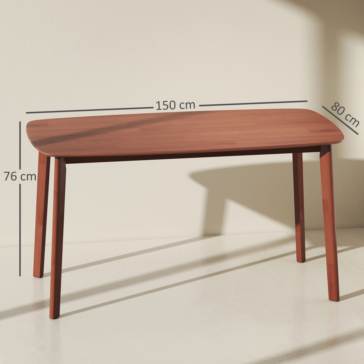 Aurora 150 cm Rectangular Dining Table with Solid Wood Frame, Light Brown