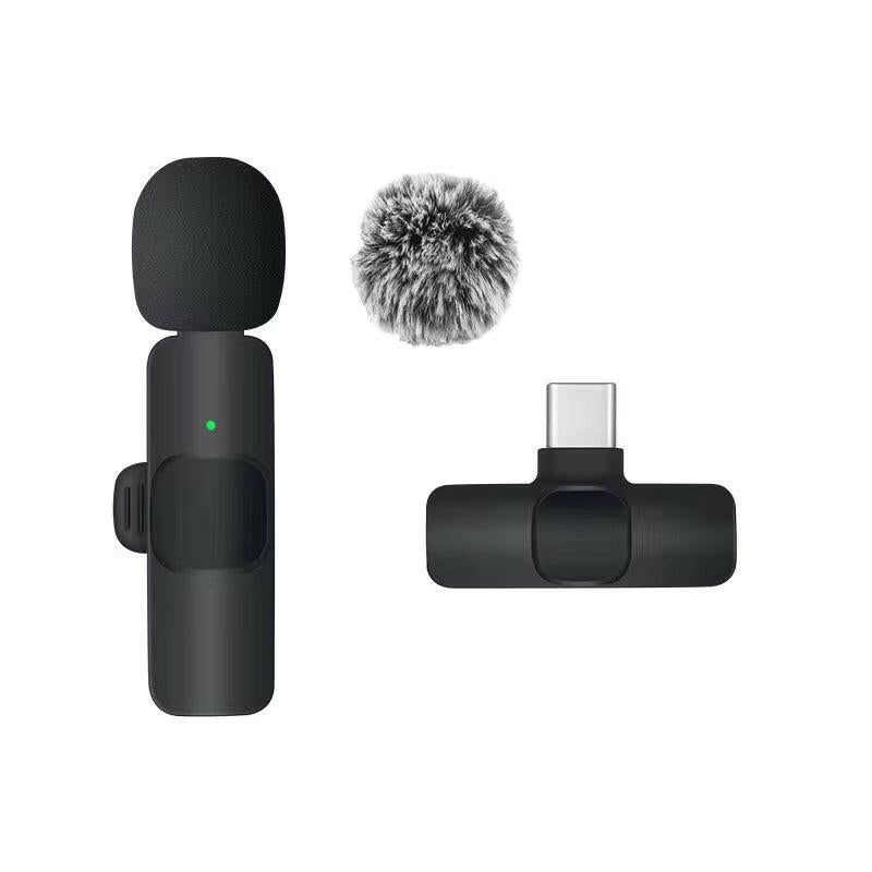 Wireless Lavalier Microphone - Mini Windproof Wool Mic for iPhone 16, Perfect for Vlogs & YouTube Recording