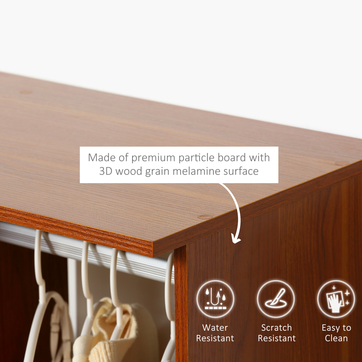 Open Wardrobe W/ Clothes Hanging Rail-Walnut