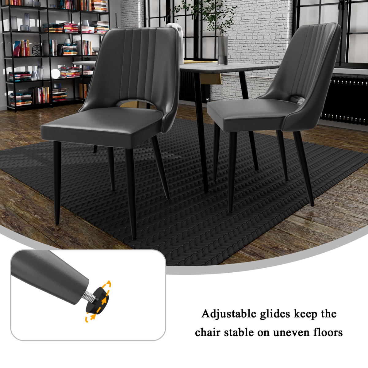 Dining Chairs with Cut-Out Backrest, Modern Kitchen Chair, Scandinavian Faux Leather Chair with High Back for Living Room Kitchen