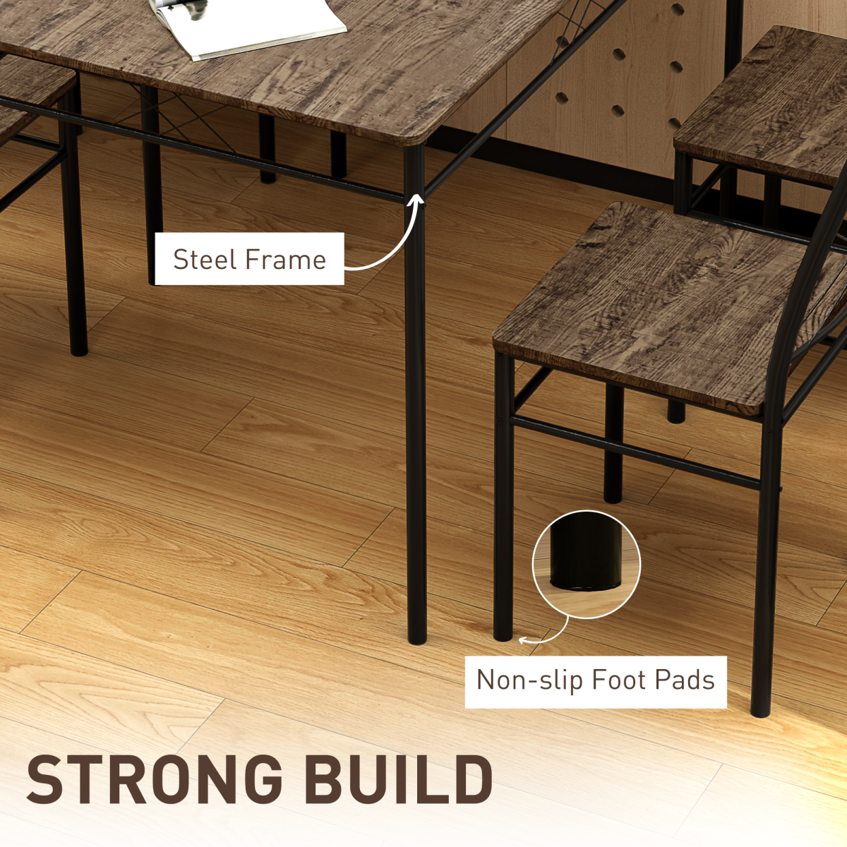 Aurora 5 Piece Dining Table and Chairs Set, Space Saving, Oak