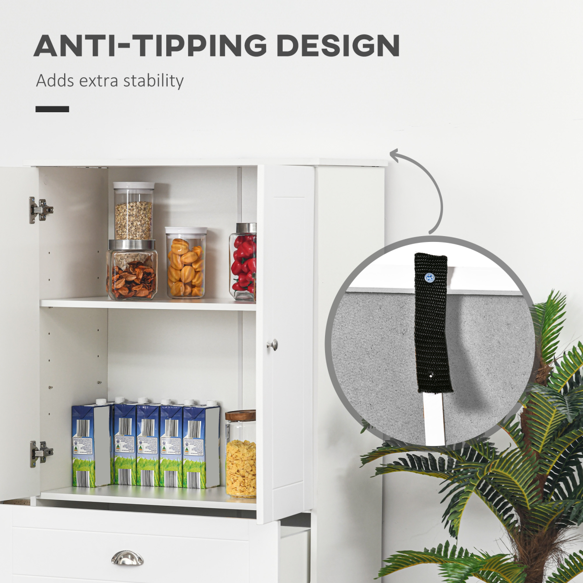 Modern Kitchen Pantry Cupboard w/ Drawer and Shelves, 76.2x40x184cm