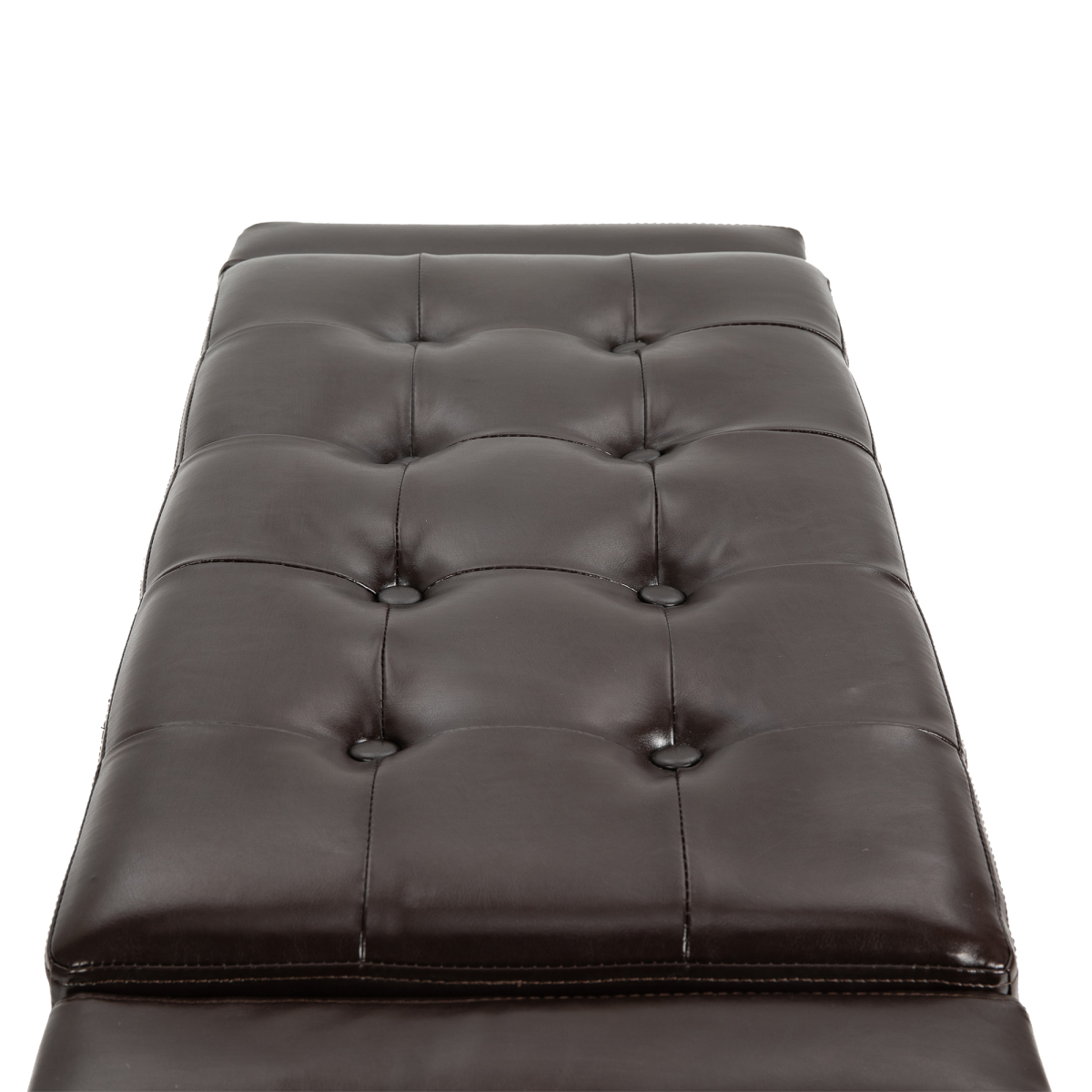 Deluxe PU Leather Storage Ottoman Bench Footrest Stool Large Storage Space