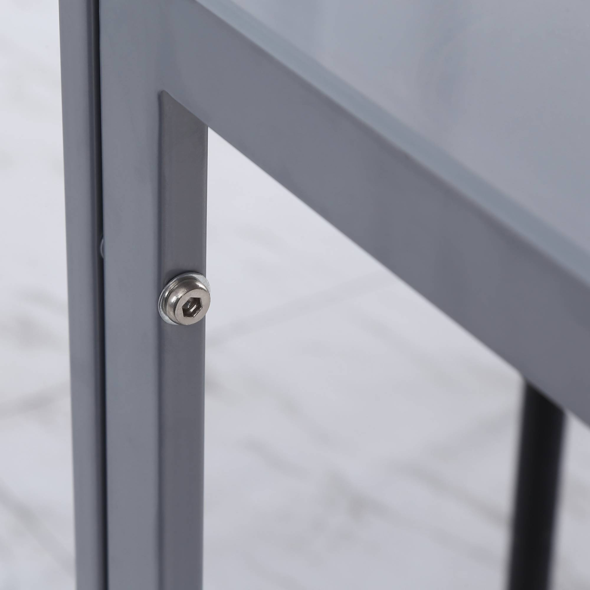Modern Square Dining Table with Tempered Glass Top & Metal Legs