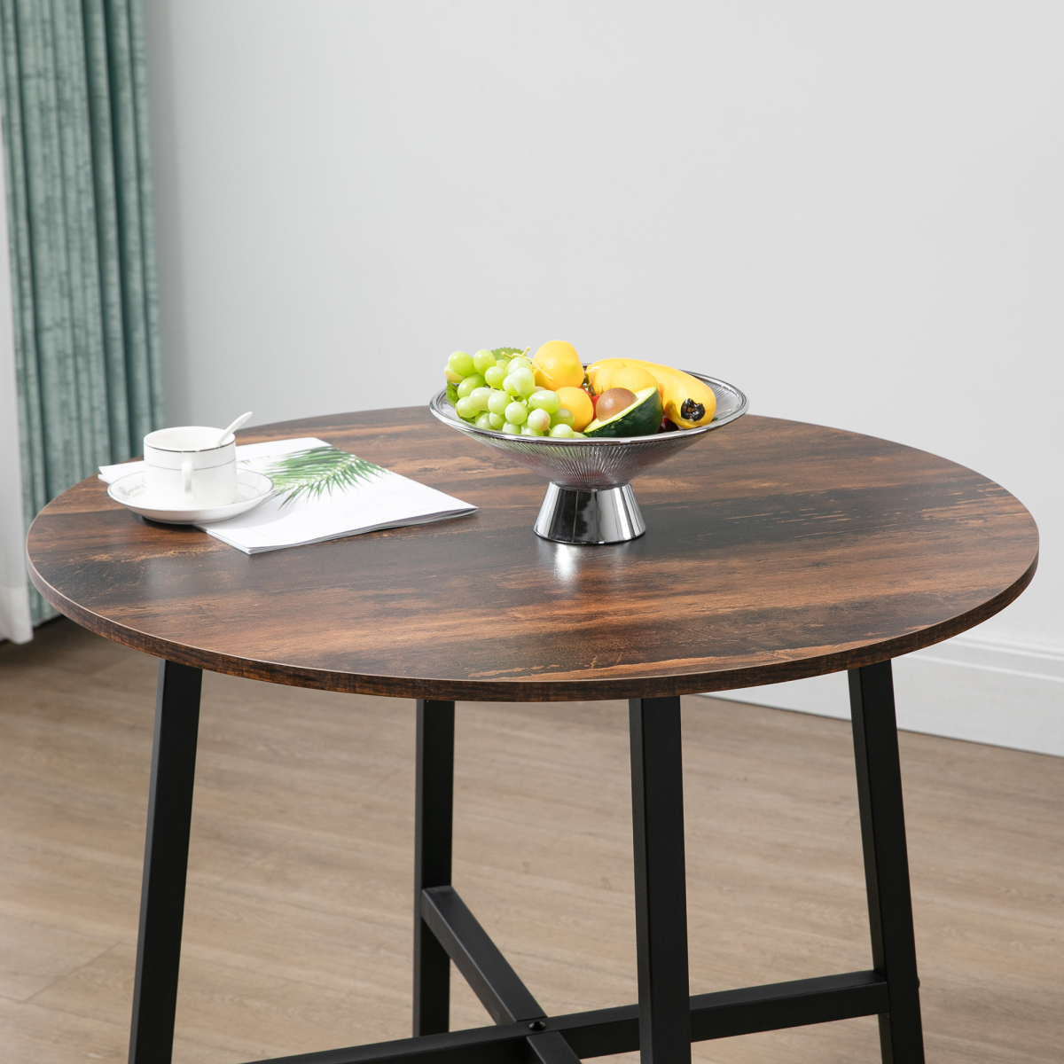 80cm Round Kitchen Table, Dining Table for Small Spaces, Steel Leg