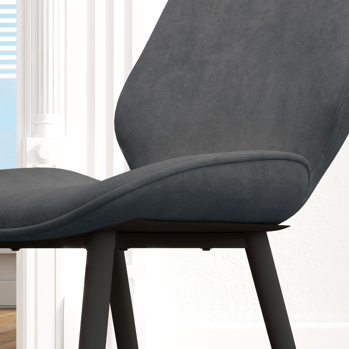 Aurora Dining Chairs Set of 2, Upholstered Kitchen Chairs with Metal Legs, Grey