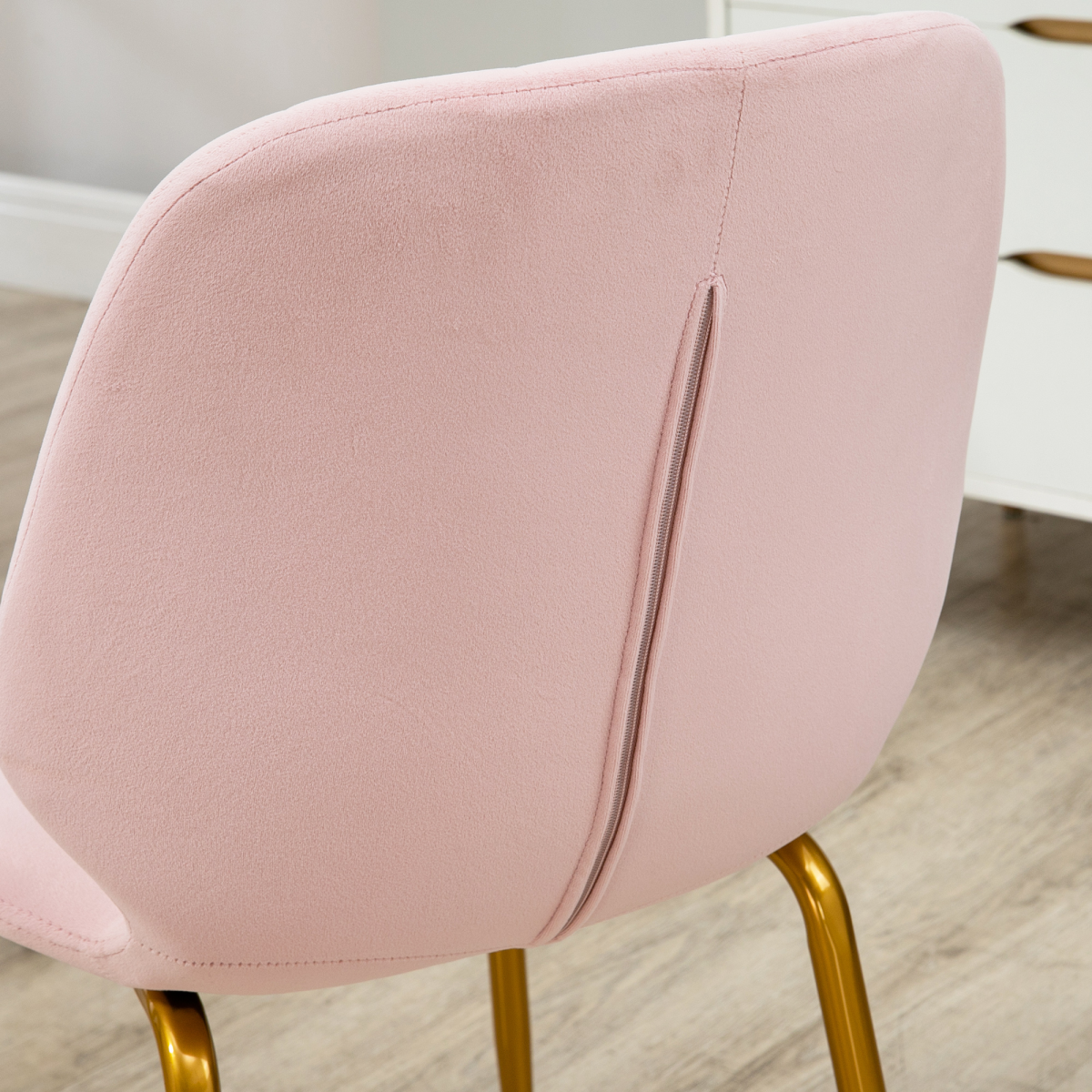 Aurora Modern Dining Chairs Set of 2 with Padded Seat and Steel Legs, Pink