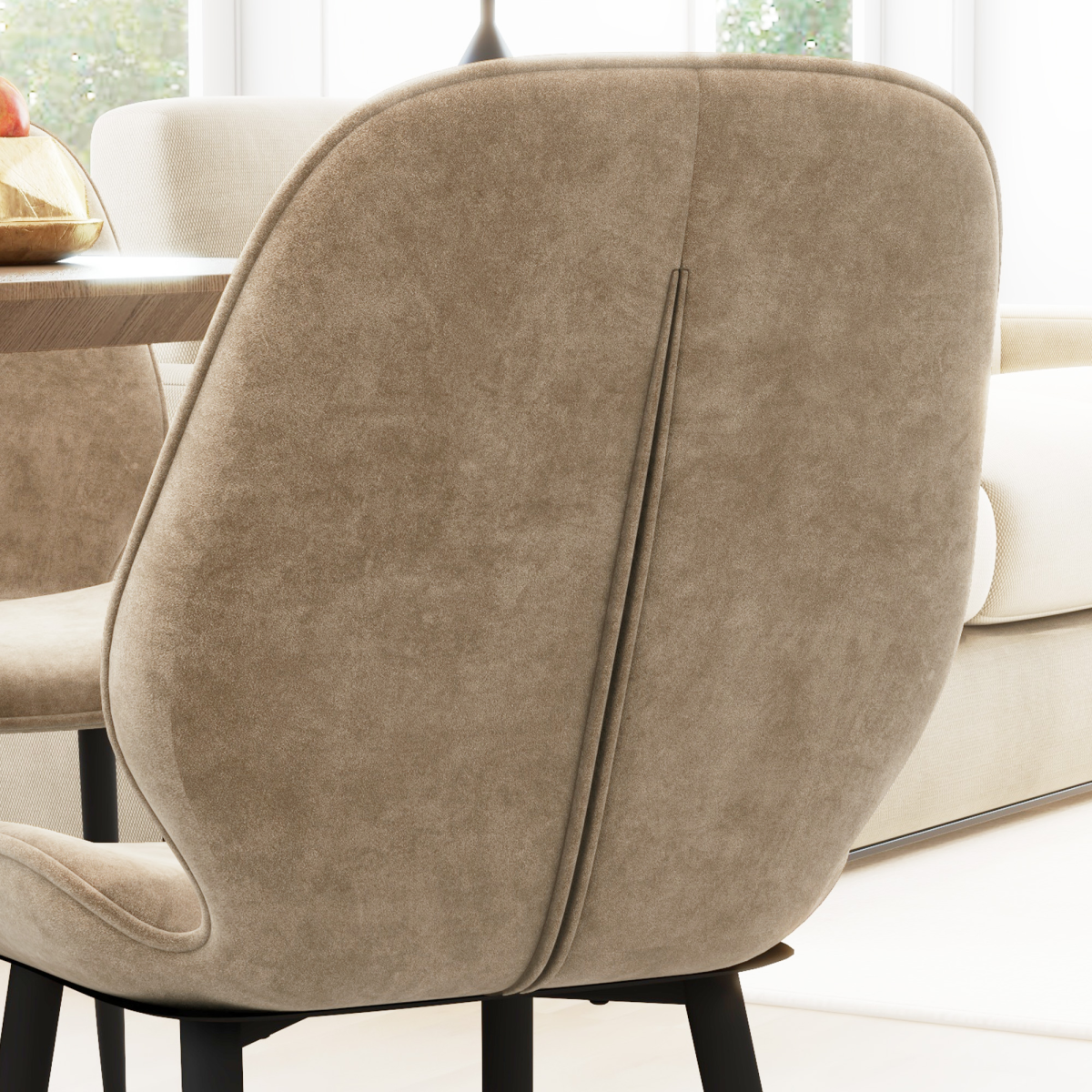 Aurora Dining Chairs Set of 2, Upholstered Kitchen Chairs with Metal Legs, Brown