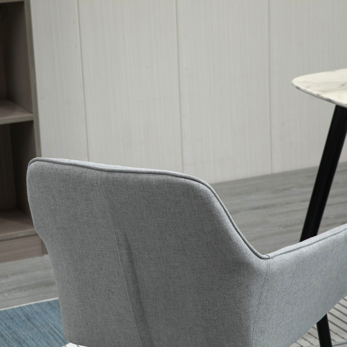 Set of 2 Dining Chairs Upholstered with Metal Legs, Light Grey 2 h