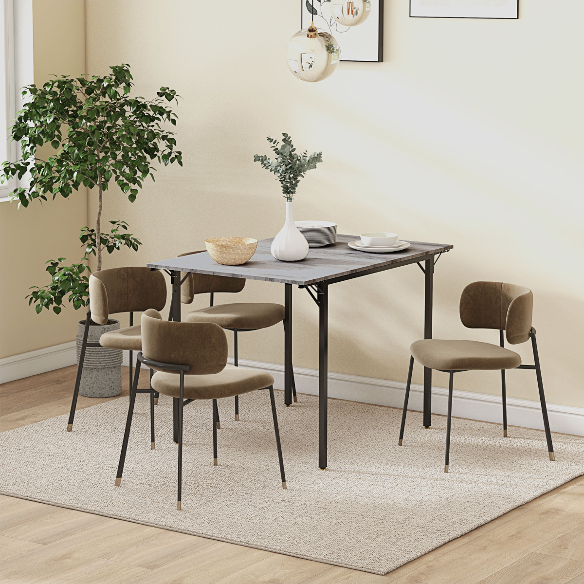 Aurora Folding Dining Table, Drop Leaf Table for 2-4 People, Grey
