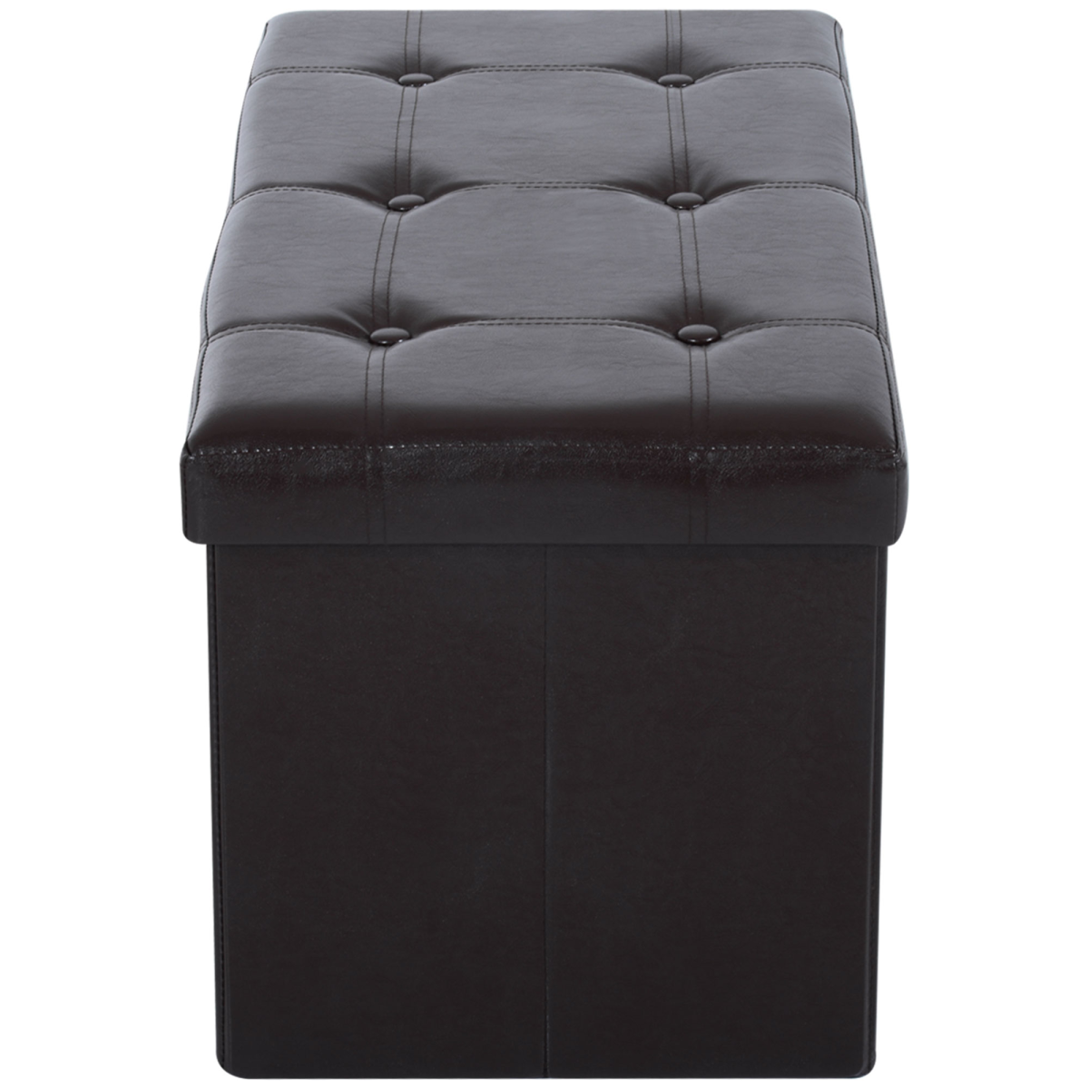 Folding Faux Leather Storage Cube Ottoman Bench Seat Brown