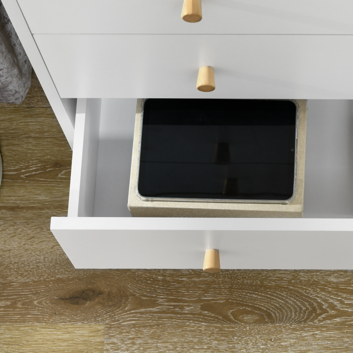 Chest of Drawers 3-Drawer Dresser Storage Organiser with Wood Legs, White
