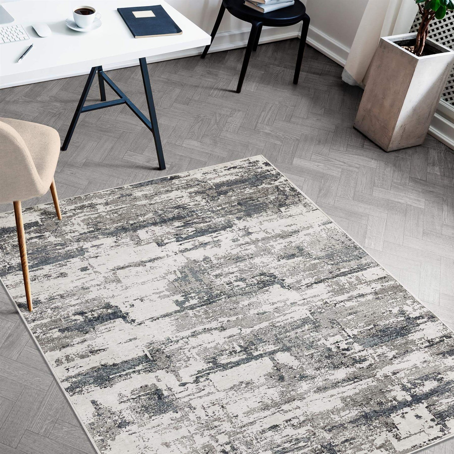 Tokyo Abstract Blue & White Rug