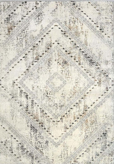 Abstract Vintage Cream & Grey Rug | D176A